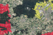 rote und gelbe Gebiete rund um Schrobenhausen